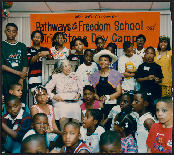 Mrs. Rosa Parks at the Rosa and Raymond Parks Institute for Self-Development.